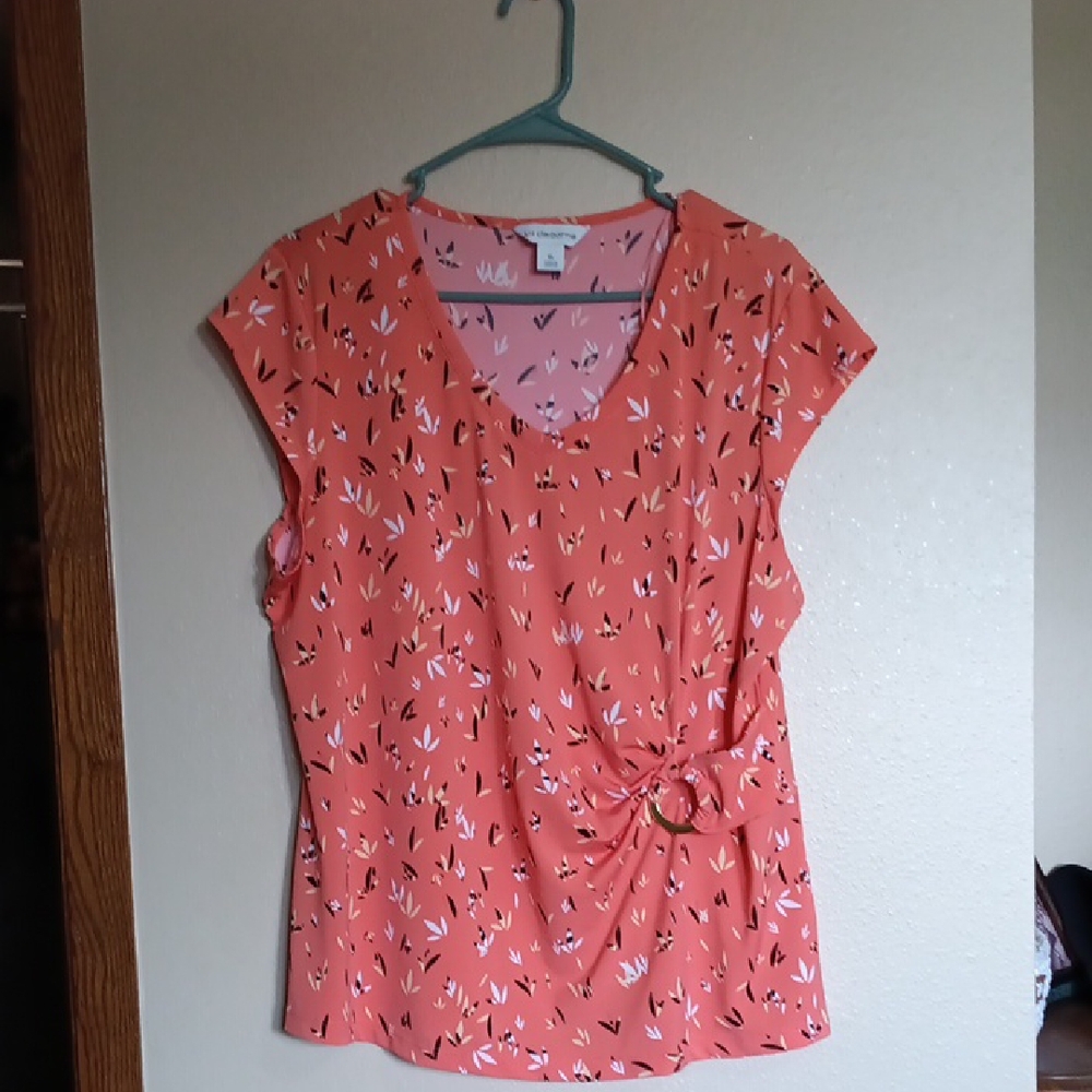 Liz Claiborne Pink Cap Sleeve Blouse with Tie Front